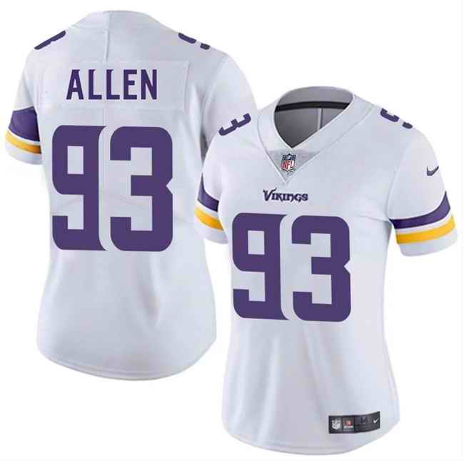 Women's Minnesota Vikings #93 Jonathan Allen White 2025 Vapor Untouchable Limited Stitched Jersey(Run Small)